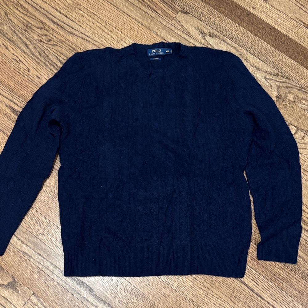Polo by Ralph Lauren Men's Navy Blue Crewneck Cashmere Sweater